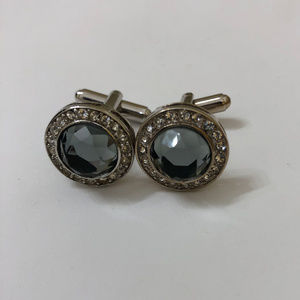 Gray Rhinestone Cuff Links